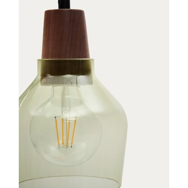 Zöld-sötét natúr színű függőlámpa üveg búrával ø 13,5 cm Silex – Kave Home-image-3