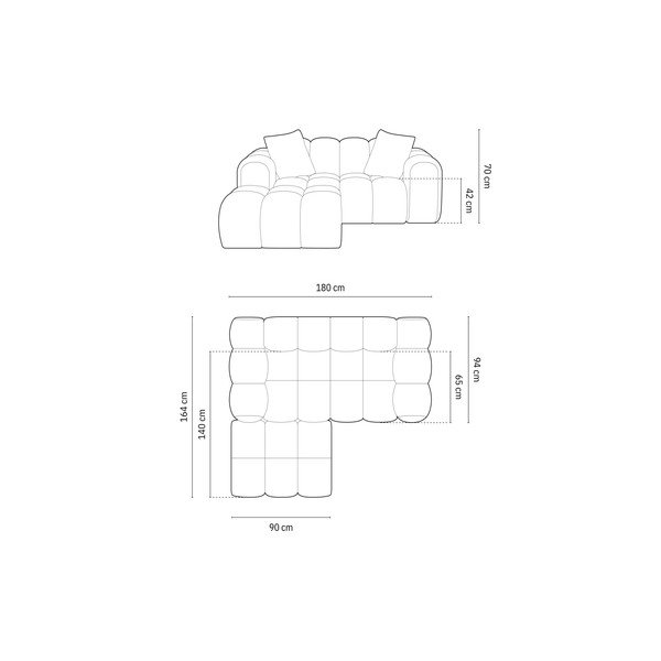 Krémszínű zsenília sarokkanapé (bal oldali-heverő résszel) Treno – Cosmopolitan Design-image-4