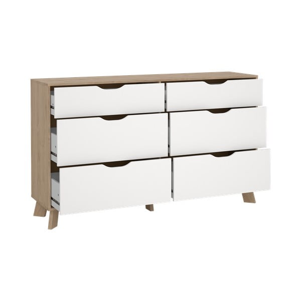 Fehér-natúr színű komód tölgyfa dekorral 156x92x40 cm Ikast – Tvilum-image-3