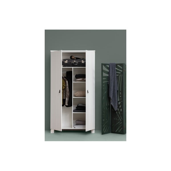 Fehér borovi fenyő ruhásszekrény 111x202 cm Ties – WOOOD-image-4