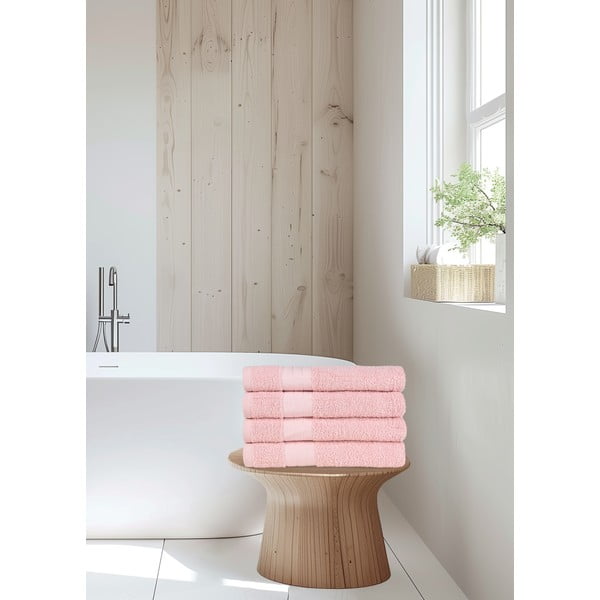 Rózsaszín frottír pamut törölköző szett 4 db-os 50x100 cm – Good Morning-image-1