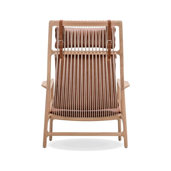 Dedo fotel tömör tölgyfa lábakkal, konyakbarna bivalybőr ülőpárnával - Gazzda-image-4