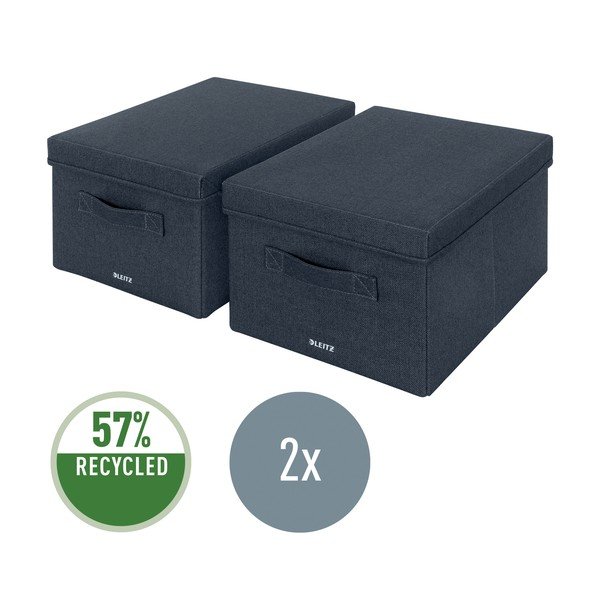 Sötétszürke fedeles textil tárolódoboz szett 2 db-os 28.5x38x20 cm – Leitz-image-4