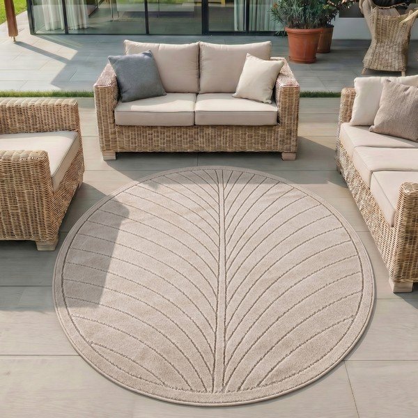 Bézs kerek kültéri-beltéri szőnyeg ø 120 cm Nova 1204 – Ayyildiz Carpets-image-1
