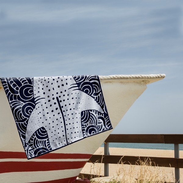 Sötétkék strandtörölköző 90x180 cm Shark – DecoKing-image-1