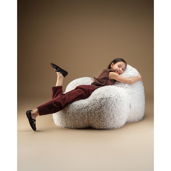 Krémszínű műszőrme gyerek babzsákfotel Momo – Wigiwama-image-4