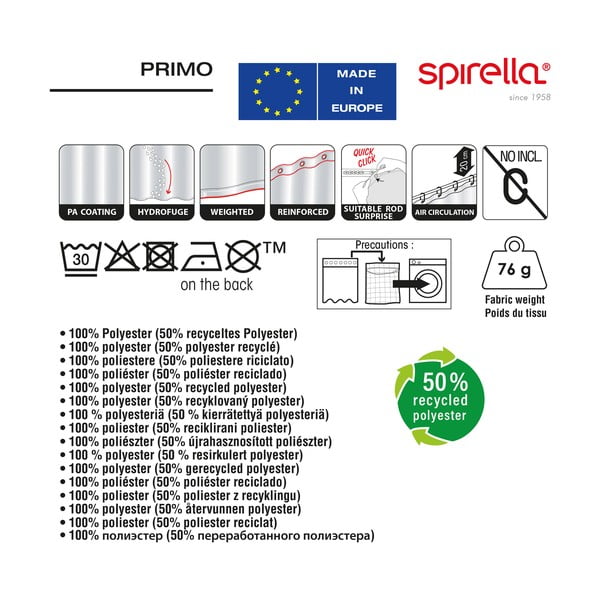 Zuhanyfüggöny 180x200 cm Primo – Spirella-image-1