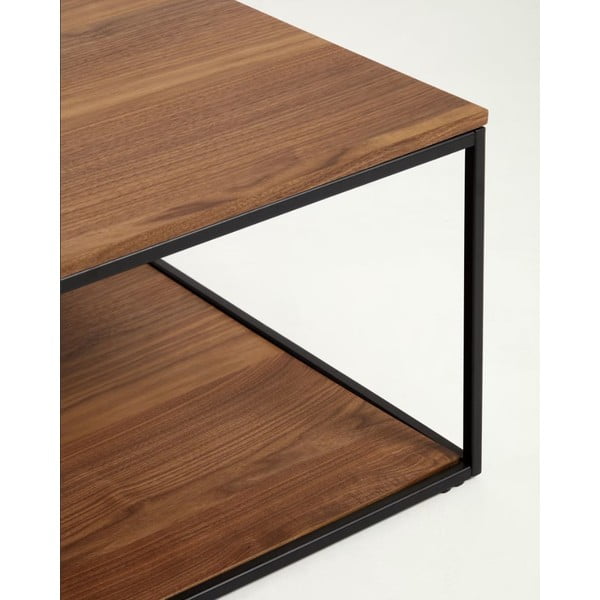 Barna dohányzóasztal diófa dekoros asztallappal 80x80 cm Yona - Kave Home-image-3