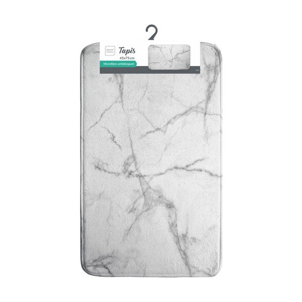 Fehér-szürke textil fürdőszobai kilépő 45x75 cm Marbre – douceur d'intérieur-image-3