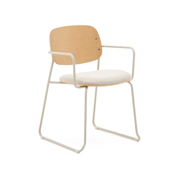 Bézs-natúr színű fém karfás étkezőszék Meli – Kave Home