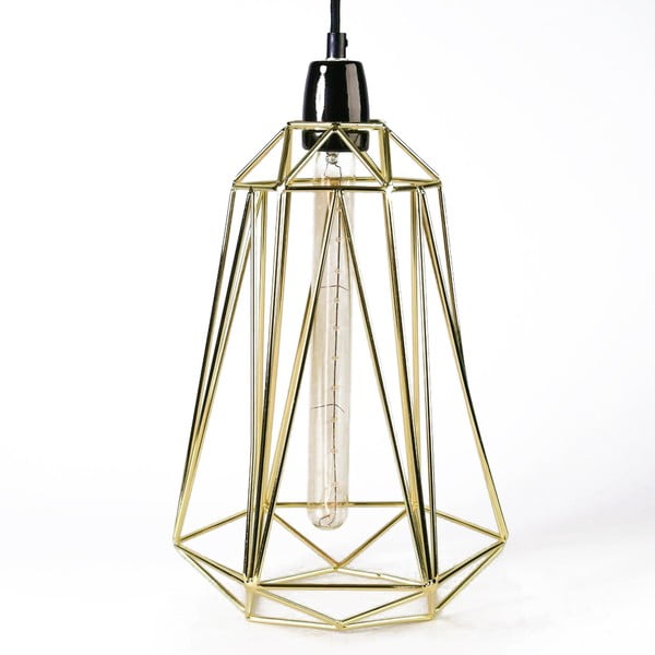 Diamond #3 lámpa aranyszínű lámpaburával és fekete kábellel - Filament Style