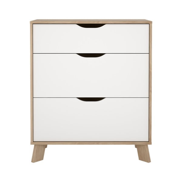 Fehér-natúr színű komód tölgyfa dekorral 79x92x40 cm Ikast – Tvilum