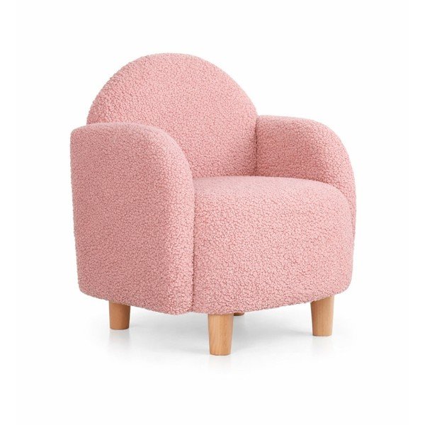 Rózsaszín buklé gyerek fotel Moylo – Artie
