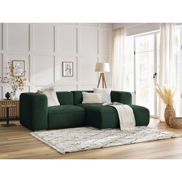 Sötétzöld buklé sarokkanapé (jobb oldali) Zephyr – Bobochic Paris-image-1