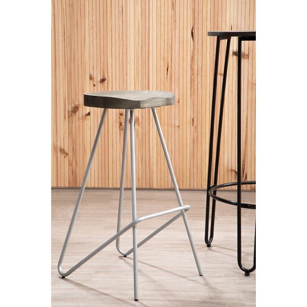 Ezüstszínű-natúr színű szilfa bárszék (ülésmagasság 78 cm) District – Premier Housewares-image-1