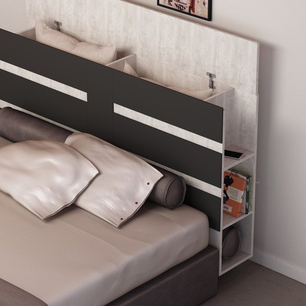 Eddo fehér fejtámla és tároló antracit részletekkel - Homitis-image-1