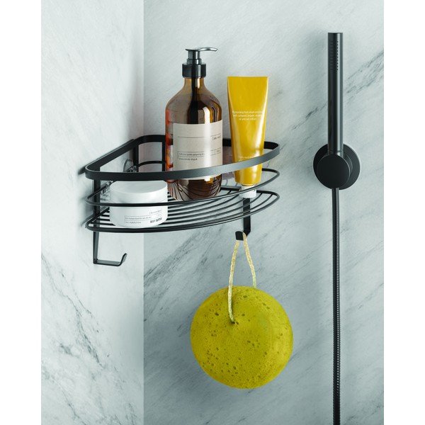 Origin fekete fali fürdőszobai sarokpolc - Metaltex-image-1