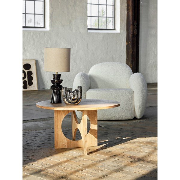 Natúr színű kerek dohányzóasztal fenyőfa dekorral ø 80 cm Alden – Bloomingville-image-3