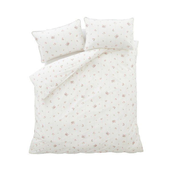 Krémszínű egyszemélyes pamut-perkál ágyneműhuzat 135x200 cm Vintage Rosebud Lace – Bianca