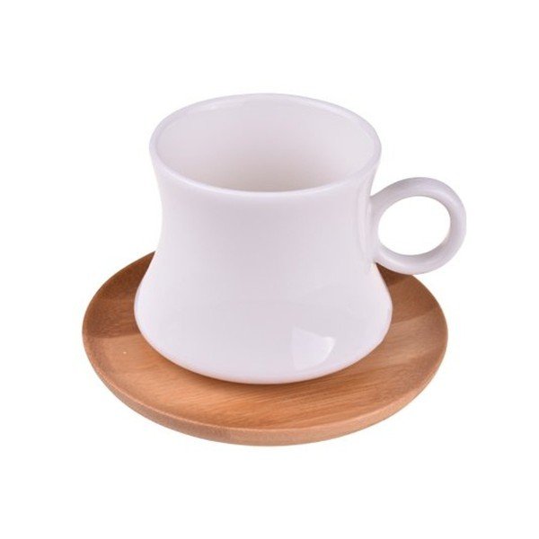 Largi 6 részes porcelán bögre és bambusz poháralátét szett - Bambum-image-1