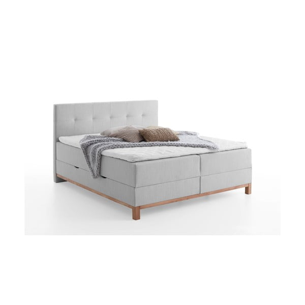 Világosszürke boxspring ágy tárolóhellyel 160x200 cm Catania - Meise Möbel-image-3