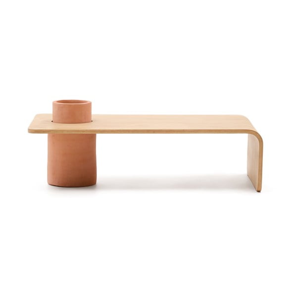 Natúr színű kerek dohányzóasztal kőrisfa dekorral 60x110 cm Olaria – Kave Home-image-4