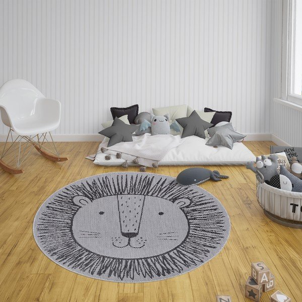Lion szürke szőnyeg gyerekeknek, ø 160 cm - Ragami-image-1