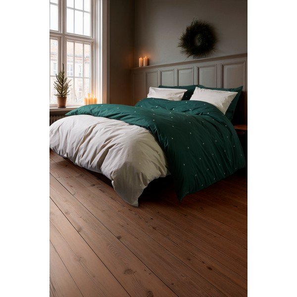 Bézs egyszemélyes pamut-perkál ágyneműhuzat 140x200 cm Christmas Fable – JUNA-image-4