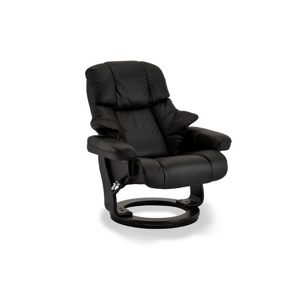 Crown fekete állítható bőrfotel lábtartóval - Furnhouse-image-1