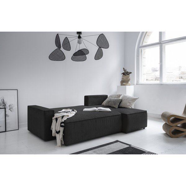 Antracitszürke kordbársony kinyitható sarokkanapé (variálható) Brave Dave – Miuform-image-3