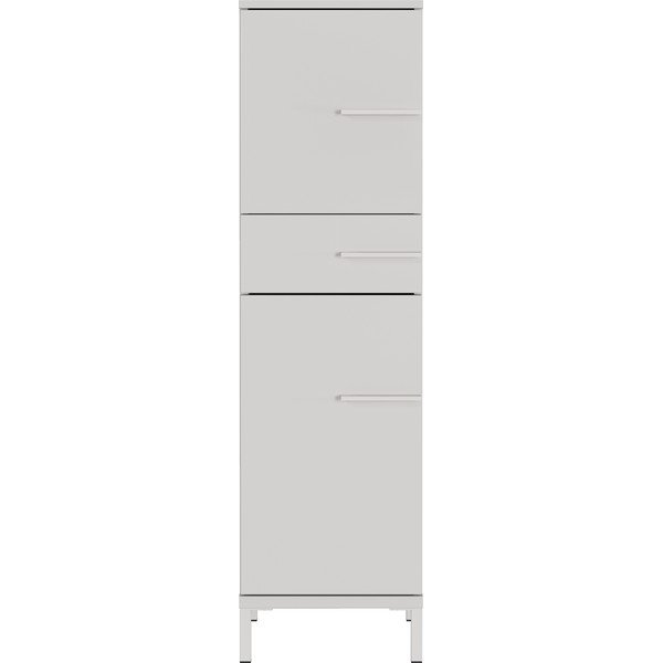 Krémszínű matt magas-keskeny fürdőszoba szekrény 34x123 cm Laurino – Germania-image-3