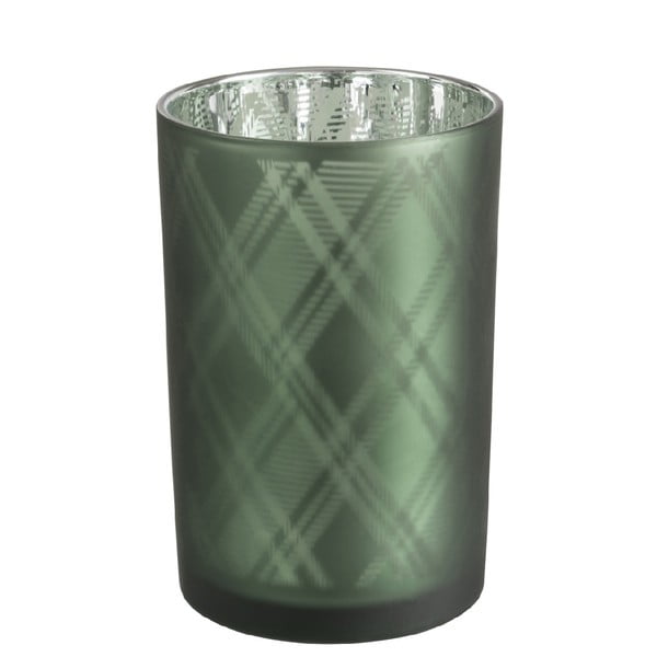Rhombus zöld, üveg gyertyatartó, ⌀ 12 cm - J-Line