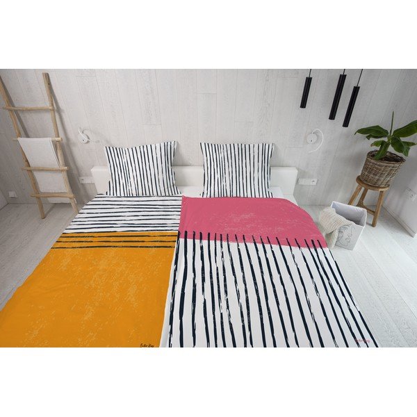 Egyszemélyes pamut-szatén ágyneműhuzat 140x200 cm Black Stripes in Colors – Butter Kings-image-1