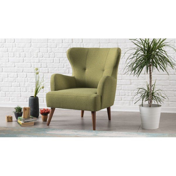 Jane olívazöld füles fotel - Balcab Home-image-1
