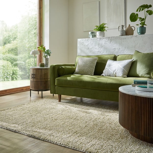 Khaki kézi szövésű gyapjúkeverék szőnyeg 160x230 cm Minerals – Flair Rugs-image-1