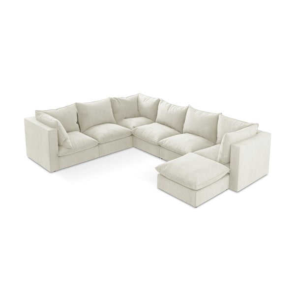 Bézs sarokkanapé (bal oldali-U alakú) Manao – Makamii-image-1