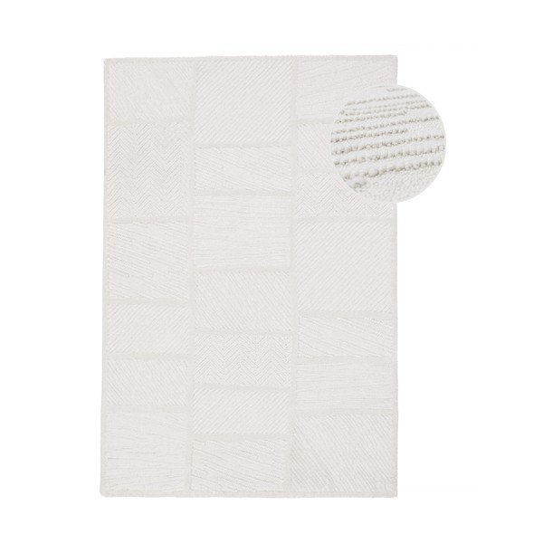 Fehér kézi szövésű gyapjúkeverék szőnyeg 160x230 cm Sculptured Blocks – Flair Rugs