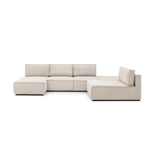 Krémszínű kordbársony sarokkanapé (variálható) Nihad modular – Bobochic Paris-image-3