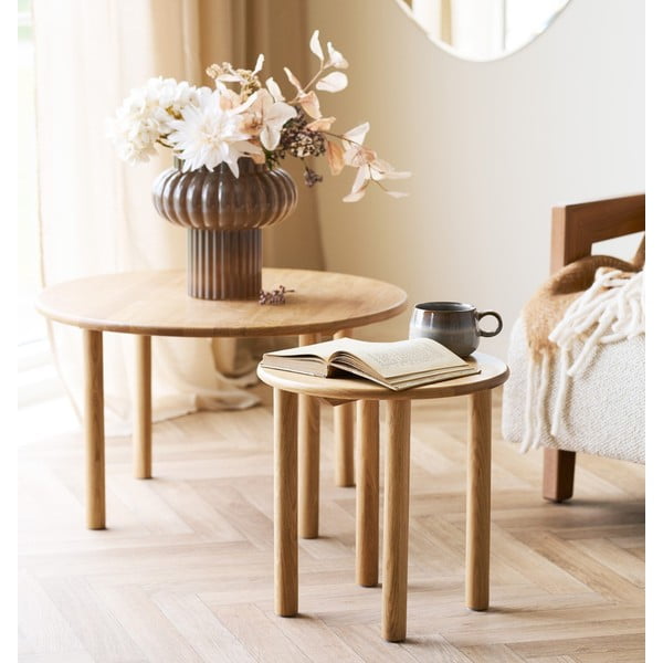 Natúr színű tölgyfa kerek dohányzóasztal ø 70 cm Jena – House Nordic-image-1