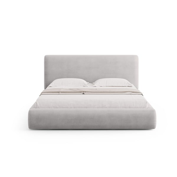 Világosszürke kárpitozott ágyneműtartós franciaágy ágyráccsal 180x200 cm Colonel – Cosmopolitan Design-image-3