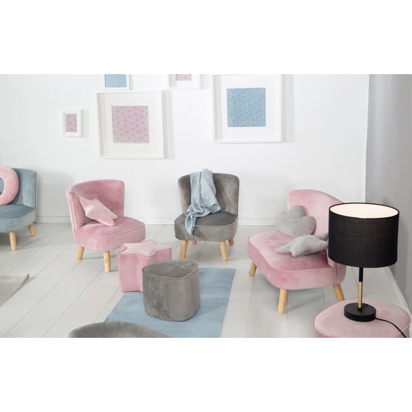 Világosszürke bársony gyerek fotel Lil Sofa – Roba-image-2