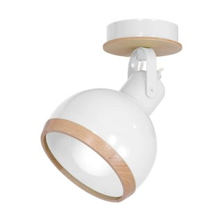 Oval fehér falilámpa fa részletekkel - Homemania