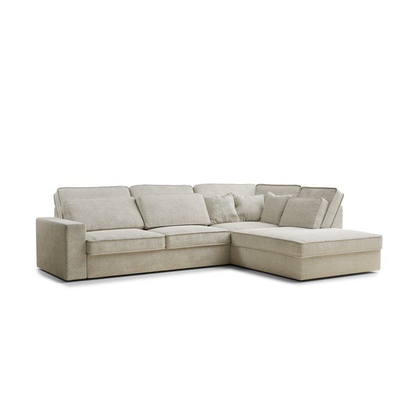 Szürkésbézs zsenília sarokkanapé (jobb oldali-L alakú) Kirou – Maison de Rêve-image-2