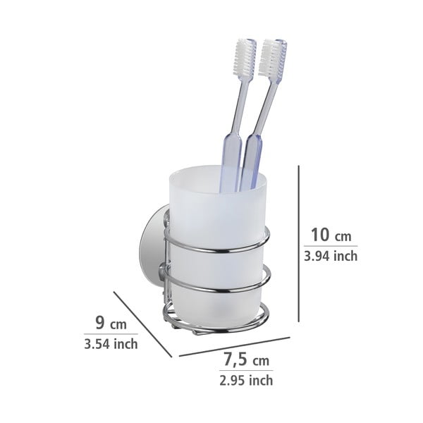Szürke öntapadós rozsdamentes acél fürdőszobai kiegészítő szett Turbo-Loc – Wenko-image-2