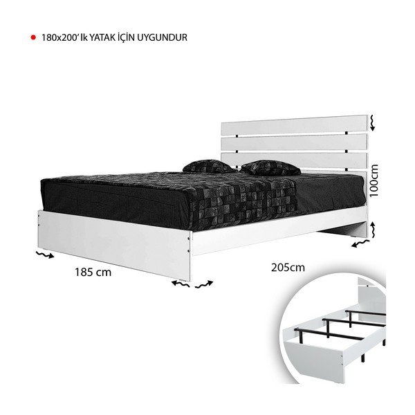 Fehér franciaágy 180x200 cm Fuga – Kalune Design-image-4