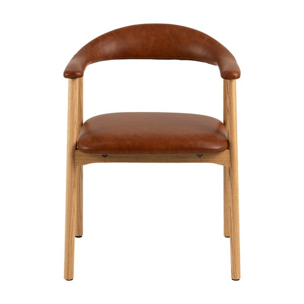 Konyakbarna-natúr színű bőrutánzat étkezőszék Addi – Actona-image-4