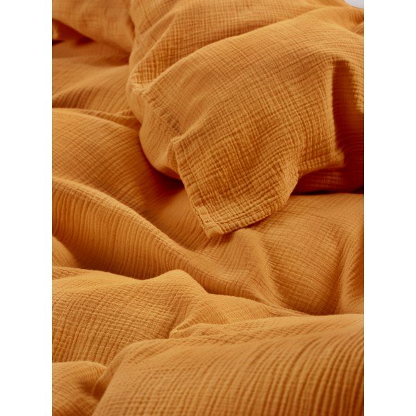 Mustársárga egyszemélyes muszlin ágyneműhuzat 140x200 cm Amilia – Jotex-image-3