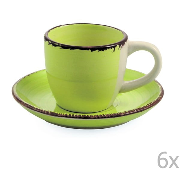 Verde zöld csésze és csészealj szett, 6 darab, 90 ml - Villa d'Este