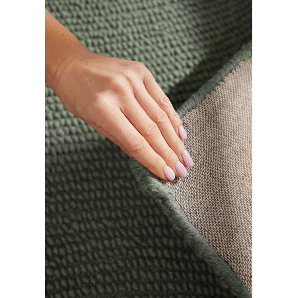 Sötétzöld kézi szövésű gyapjú futószőnyeg 80x300 cm Calmio – Hanse Home-image-3