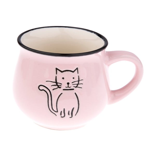 Rózsaszín kerámia bögre macska képpel, 0,2 l - Dakls
